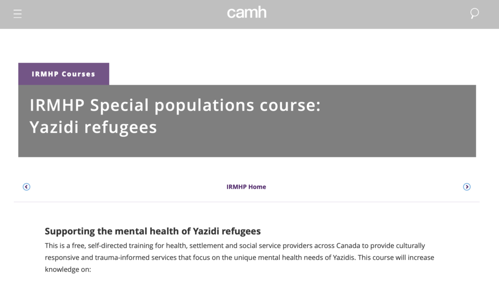 Canada Provides Mental Health Training for Professionals Supporting Ezidi Refugees